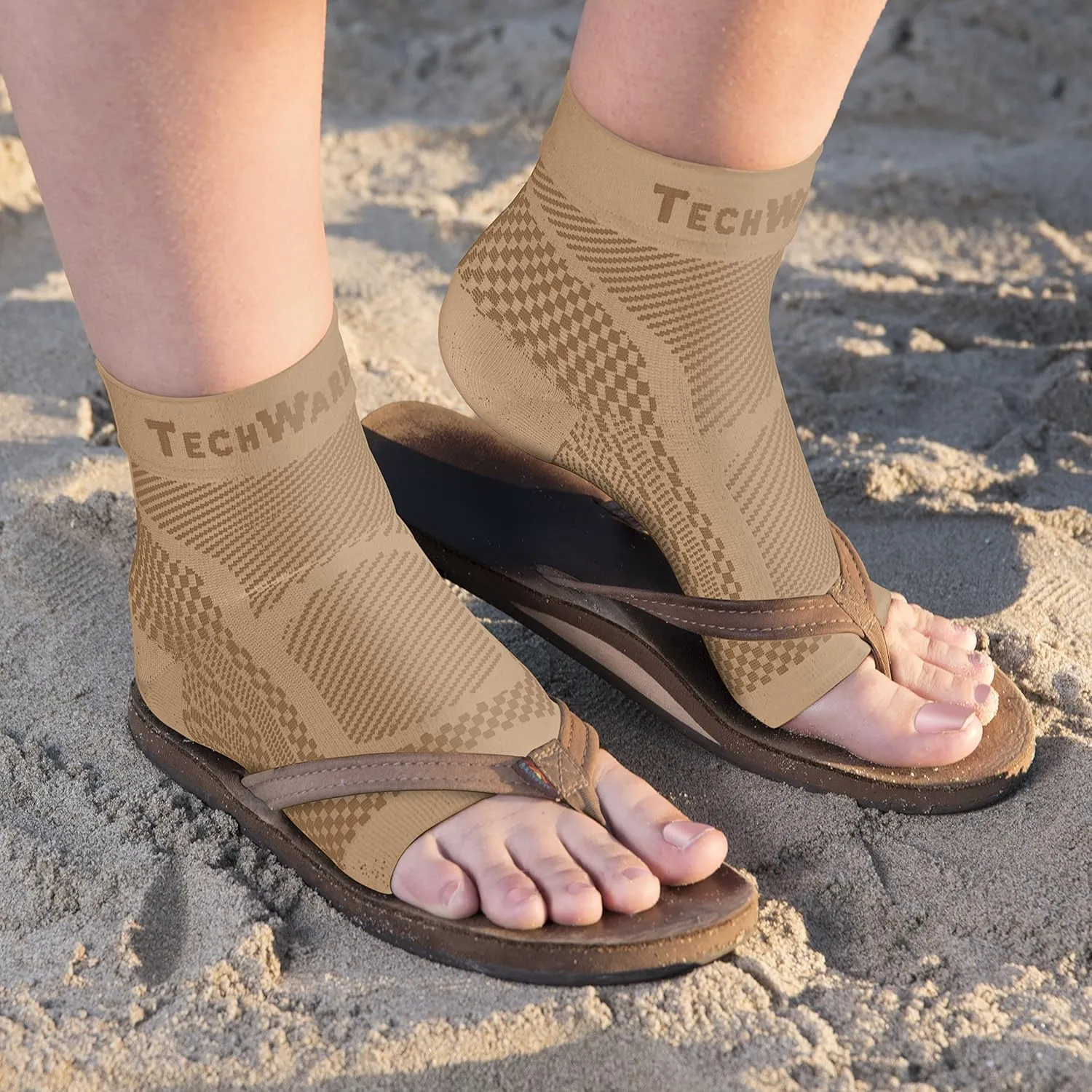 TechWare Pro Ankle Brace Compression Sleeve - Plantar Fasciitis Sock. Relieves Achilles Tendonitis. Foot Arch Support Reduces Joint Pain, Swelling & Heel Spur Pain. Injury Recovery Braces for Sports