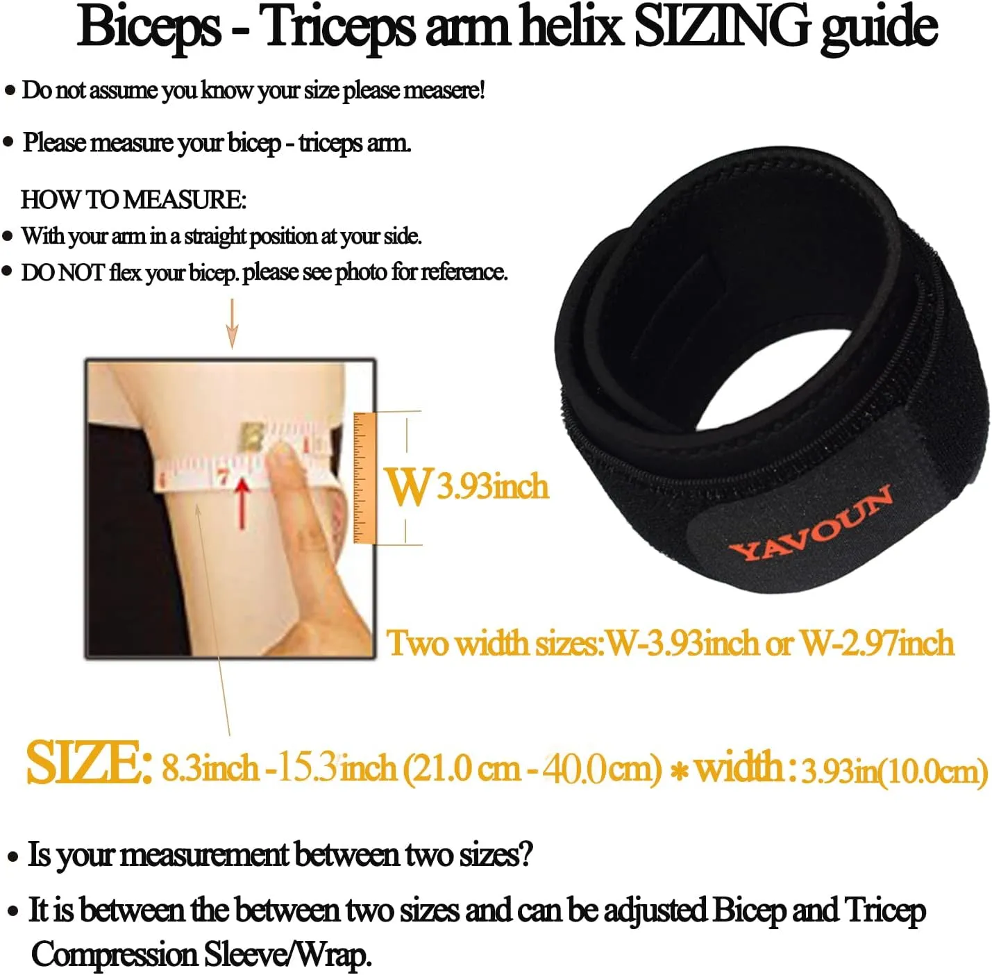 Tendonitis - Bicep  Tricep Compression Sleeve/Wrap - Tricep Tendonitis, Bicep Tendonitis - Pain Relief for Bicep and Triceps Muscle Strains, Compression Arm Support (Black, 8.3" - 13.7"  W 3.93")