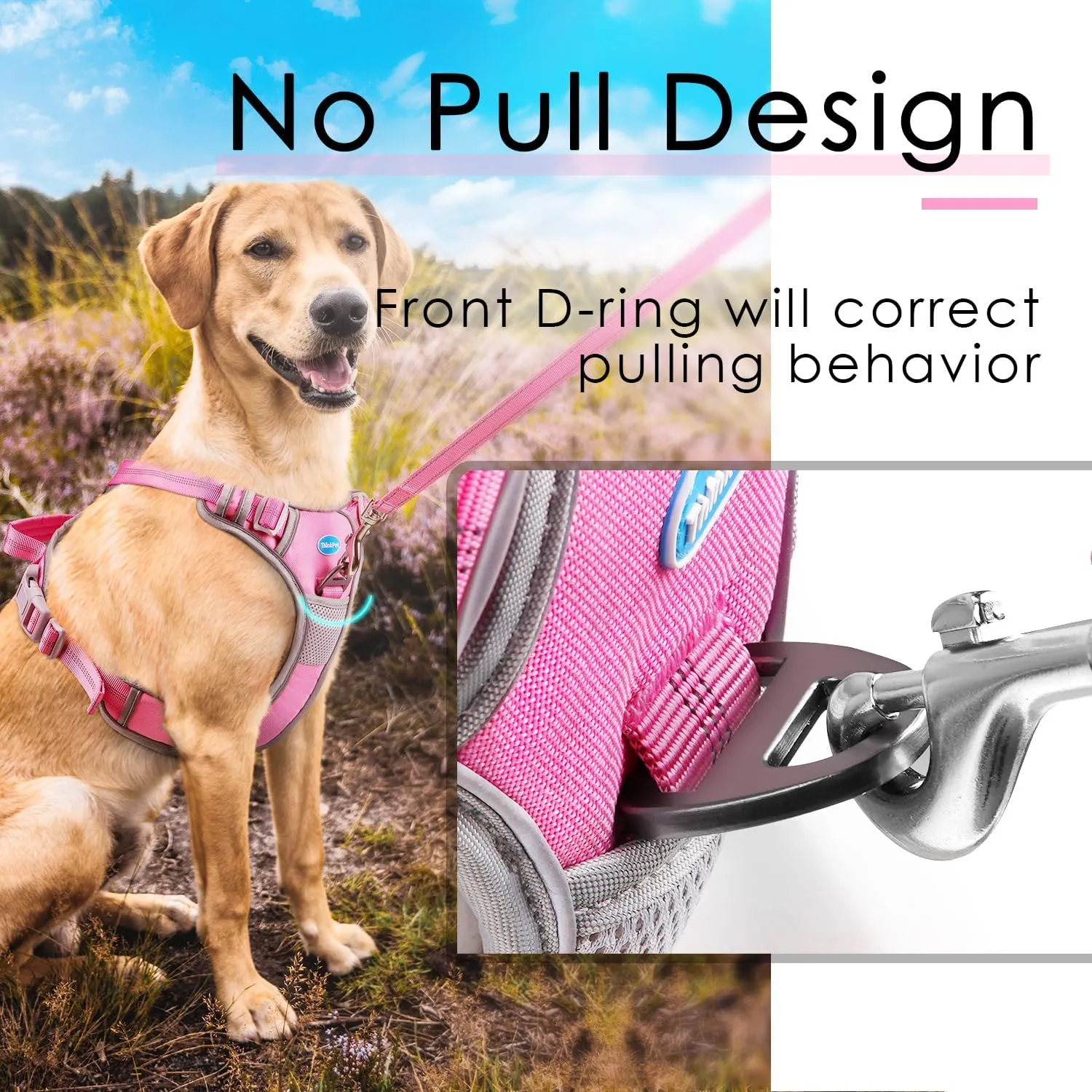 ThinkPet No Pull Harness Breathable Sport Vest with Handle-Dog Harnesses Reflective Adjustable for Medium Large Dogs