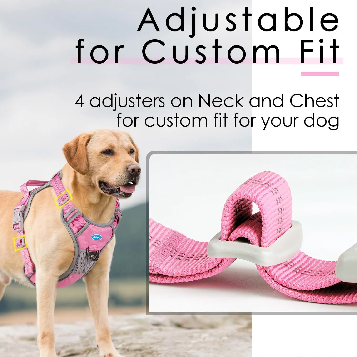 ThinkPet No Pull Harness Breathable Sport Vest with Handle-Dog Harnesses Reflective Adjustable for Medium Large Dogs