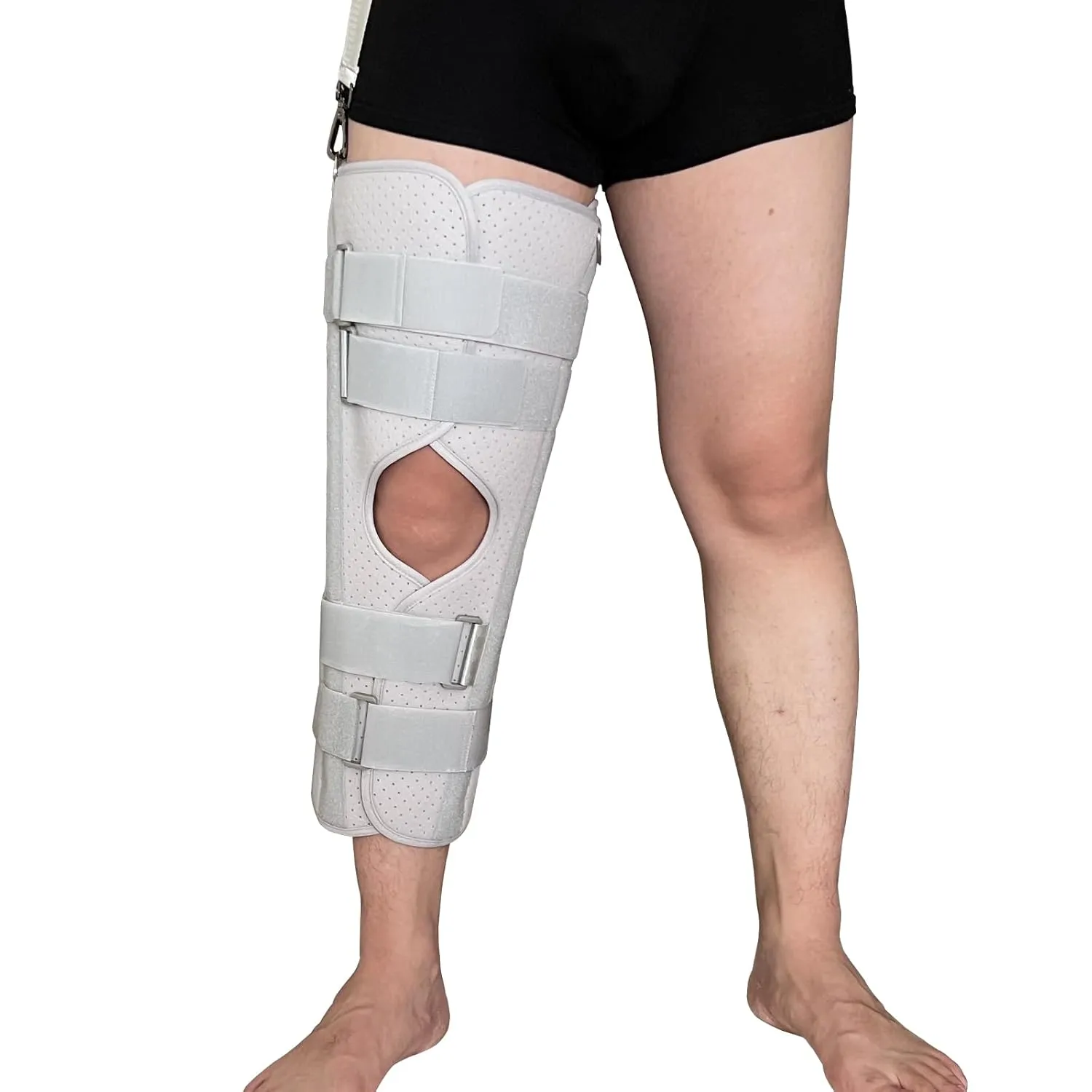 Three-Panel Knee Immobilizer & Knee Stabilizer - Leg Support Splint for Knee Pre-and Postoperative Injuries & Instabilities - Straight Leg Brace with Shoulder Strap to Prevent Sliding (18")
