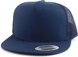 Trendy Apparel Shop Flexfit Oversize XXL Structured Blank 5 Panel Flatbill Snapback Mesh Cap