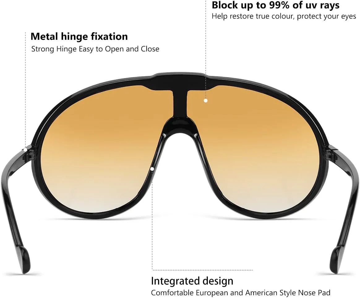 Trendy Oversized Sunglasses for Women Men Fashion Shield Aviator Sun Glasses UV400 Protection Goggles