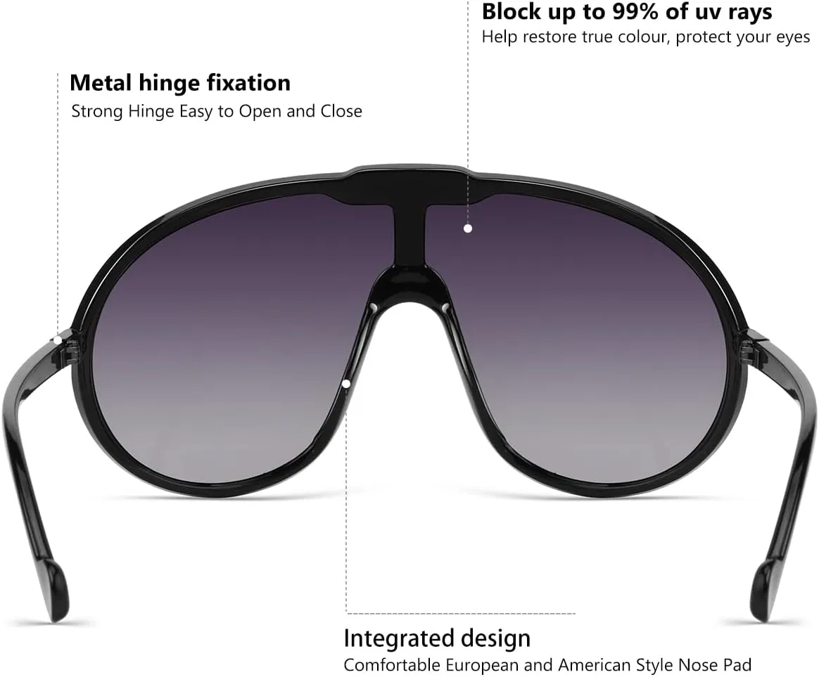 Trendy Oversized Sunglasses for Women Men Fashion Shield Aviator Sun Glasses UV400 Protection Goggles