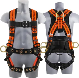 Trsmima Safety Harness Fall Protection - Roof Full Body Harness Men Construction Work Ergonomic Pad Safety Belt Tongue Leg Buckle Quick Connected Chest Buckle