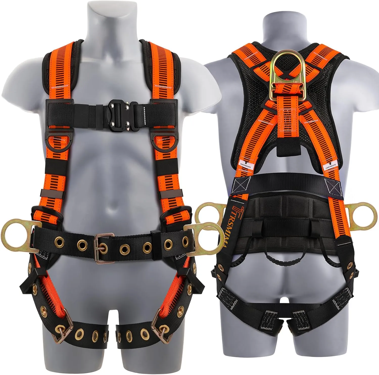 Trsmima Safety Harness Fall Protection - Roof Full Body Harness Men Construction Work Ergonomic Pad Safety Belt Tongue Leg Buckle Quick Connected Chest Buckle