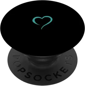 Turquoise Teal Blue Black Minimalist Hand Drawn Heart PopSockets Swappable PopGrip