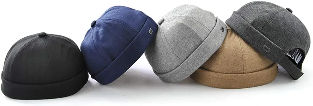 Unisex Cotton Brimless Beanie Hat Adjustable Trendy Skull Cap Sailor Cap