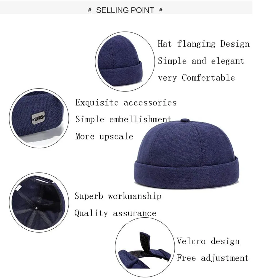 Unisex Cotton Brimless Beanie Hat Adjustable Trendy Skull Cap Sailor Cap