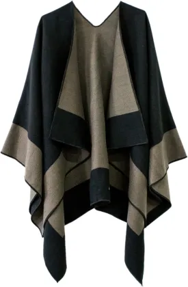 Urban CoCo Women's Shawl Wrap Poncho Ruana Cape Cardigan Open Front Coat for Fall Winter Holiday