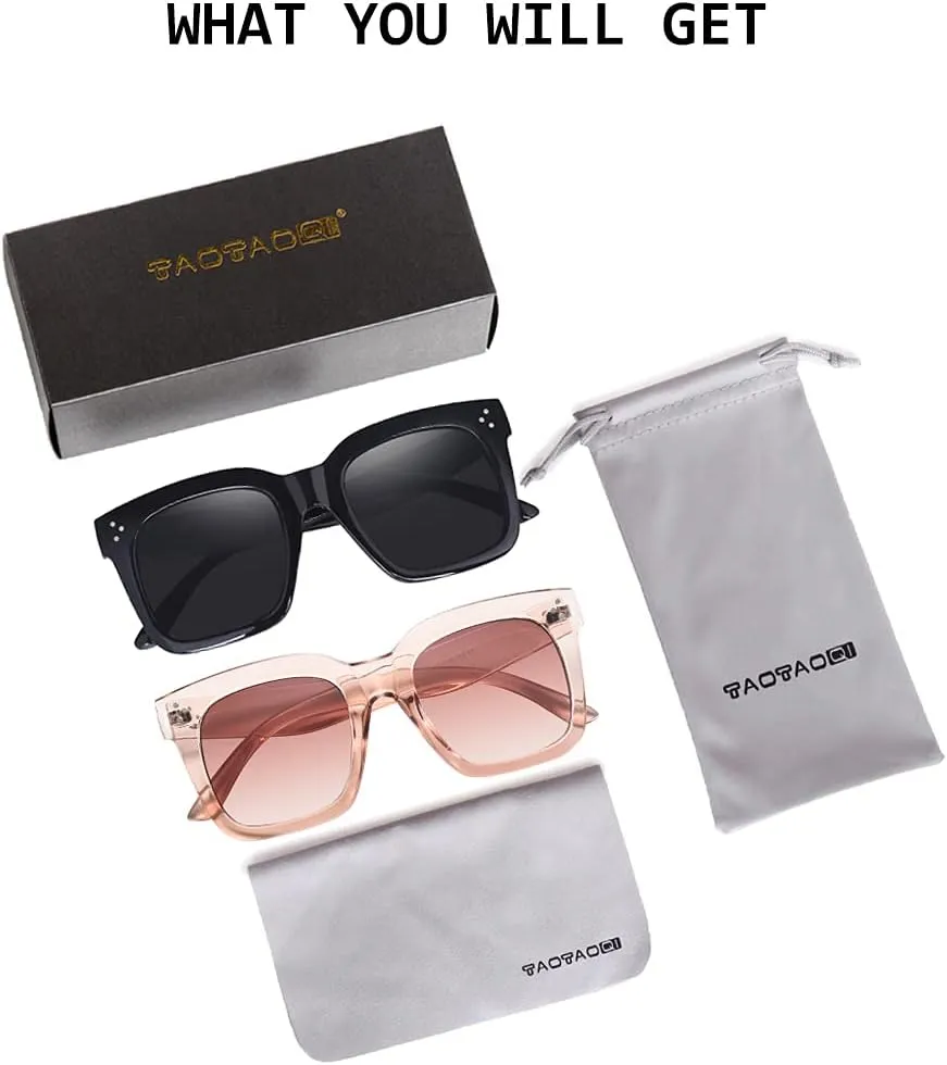 Vintage Women Oversized Sunglasses Designer Luxury Square Sun Glasses UV400 Protection Flat Lens