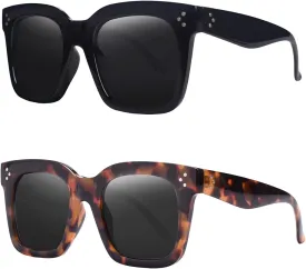 Vintage Women Oversized Sunglasses Designer Luxury Square Sun Glasses UV400 Protection Flat Lens