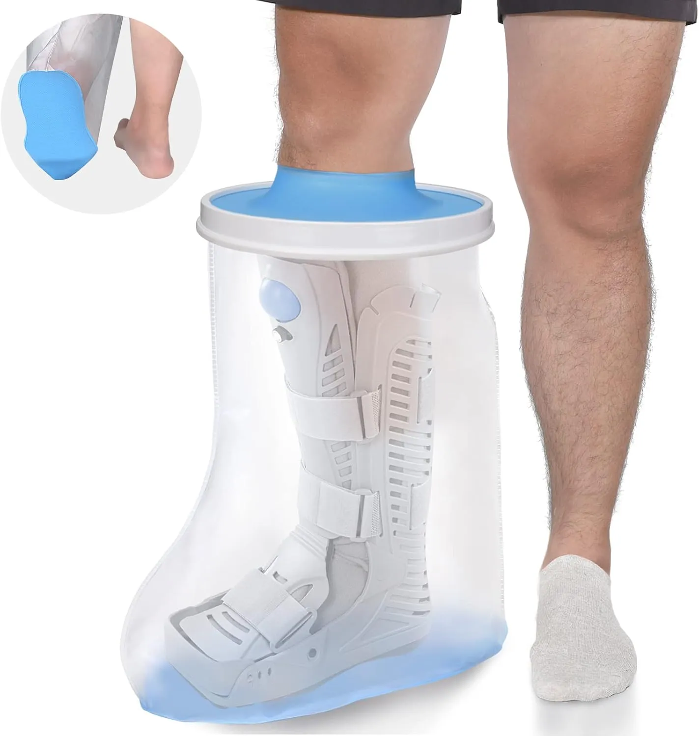 Waterproof Extra Wide Leg Cast Cover for Shower, Extra Large Watertight Foot Protector Cover with Non-Slip Bottom for Plus Size Adults Surgery Casts Boots, Fits Leg Size 10"-29"