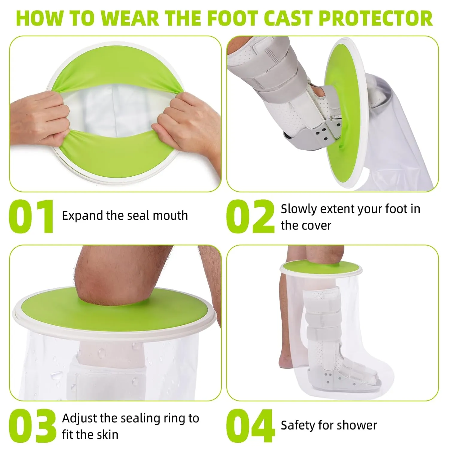 Waterproof Extra Wide Leg Cast Cover for Shower, Oversized Waterproof Foot Protector with Small Hanger for Oversized Adult Foot Surgical Plaster Boots, Fits Leg Sizes 13"- 28", XL