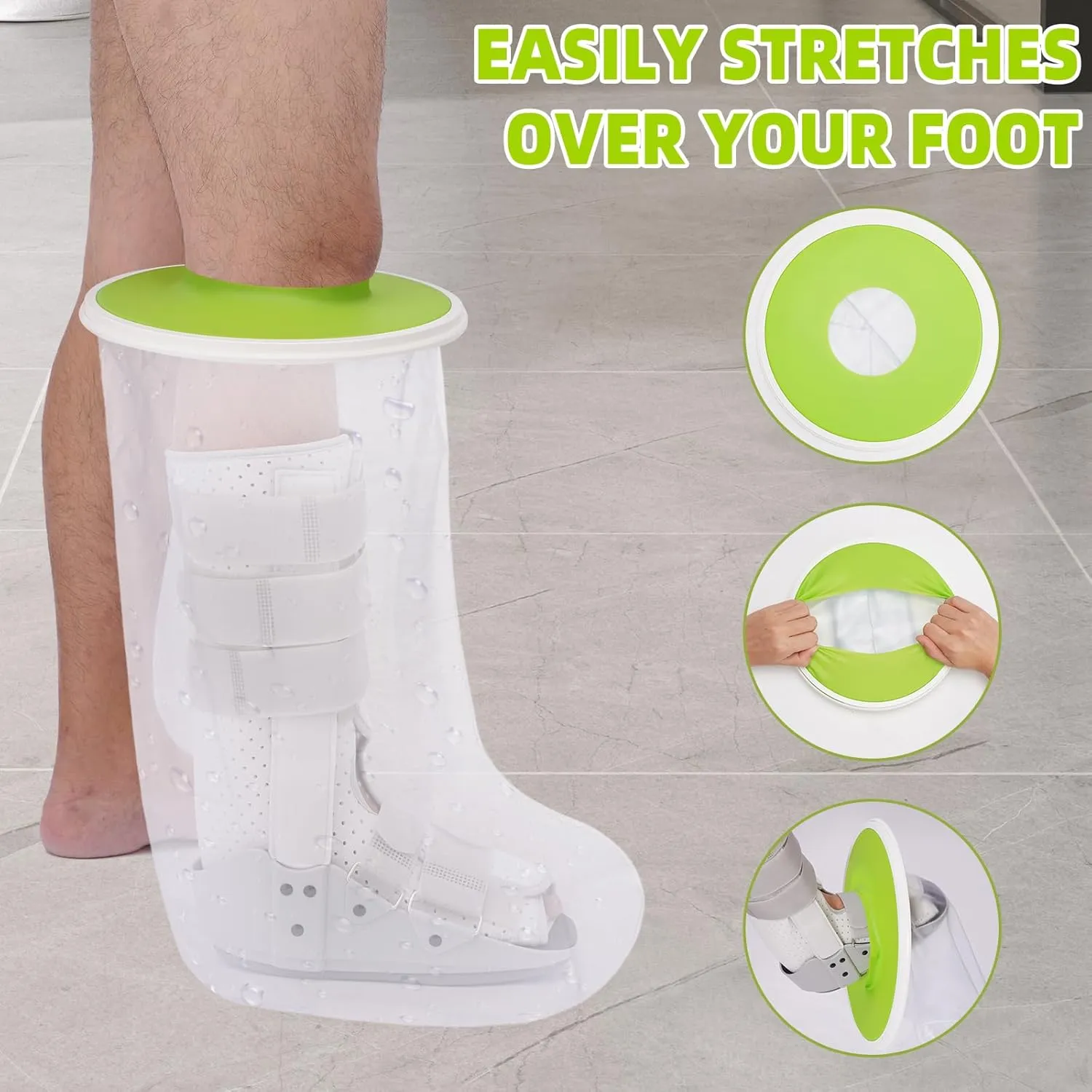 Waterproof Extra Wide Leg Cast Cover for Shower, Oversized Waterproof Foot Protector with Small Hanger for Oversized Adult Foot Surgical Plaster Boots, Fits Leg Sizes 13"- 28", XL