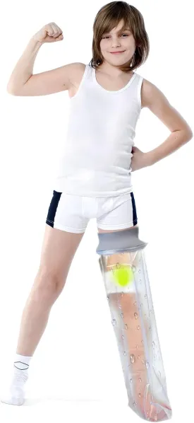 Waterproof Full Leg Cast Cover for Shower Kids -Available in 3 Sizes | Leg Cast Shower Protector, Watertight Seal Cast Cover Leg for Knee Foot Ankle, No Mark on Skin Reusable(Recommended Age:11-15)