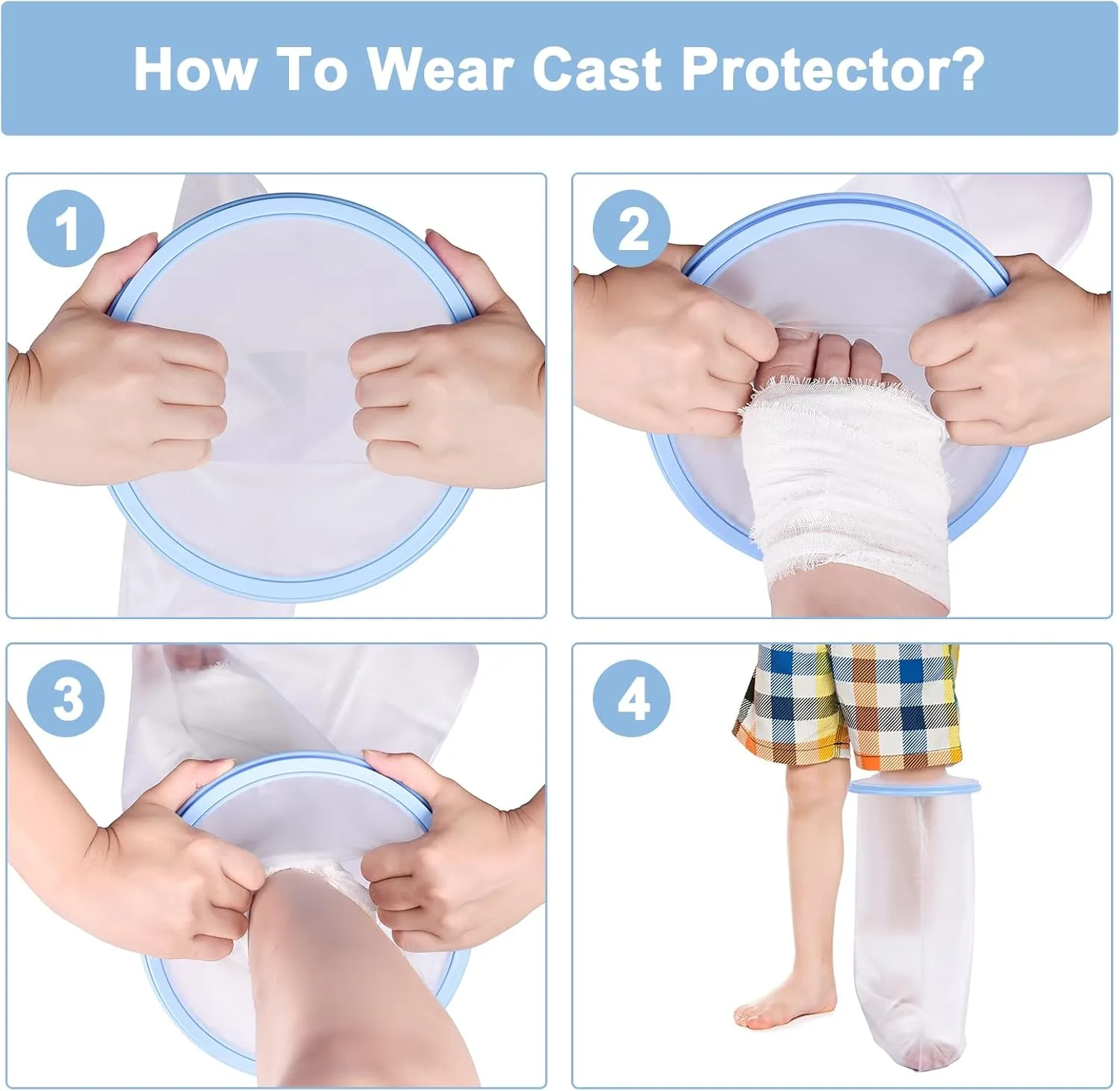 Waterproof Kids Leg Cast Cover for Shower Bath Anti-Accumulation Watertight Protection Teens Cast Protector for Leg, Foot, Ankle Wound