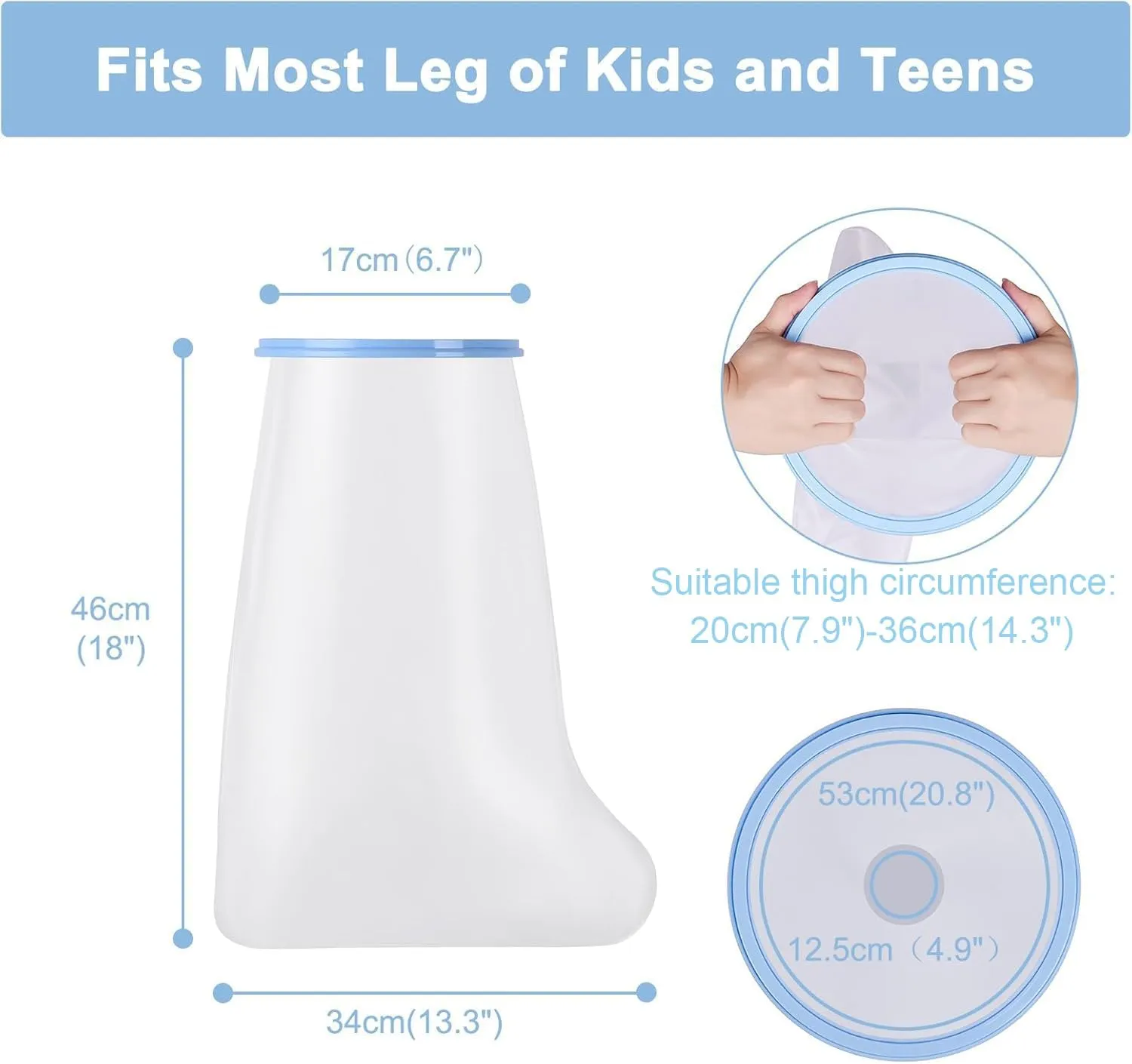 Waterproof Kids Leg Cast Cover for Shower Bath Anti-Accumulation Watertight Protection Teens Cast Protector for Leg, Foot, Ankle Wound