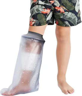 Waterproof Kids Leg Cast Cover for Shower Bath, Watertight Cast Covers for Shower Leg Kids, Reusable Cast Protector for Child Teens Leg Knee Foot Ankle Surgery Bandage Dressing Wound, Soft Comfortable