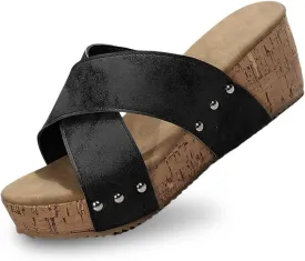 Wedge Sandals for Women 2025 Platform High Heels Summer Shoes Soft Arch Support Sandal Open Toe Slip on Sandals Ladies Summer Beach Casual Dressy Shoes Ankle Strap Espadrilles Ladies Wedges 2025