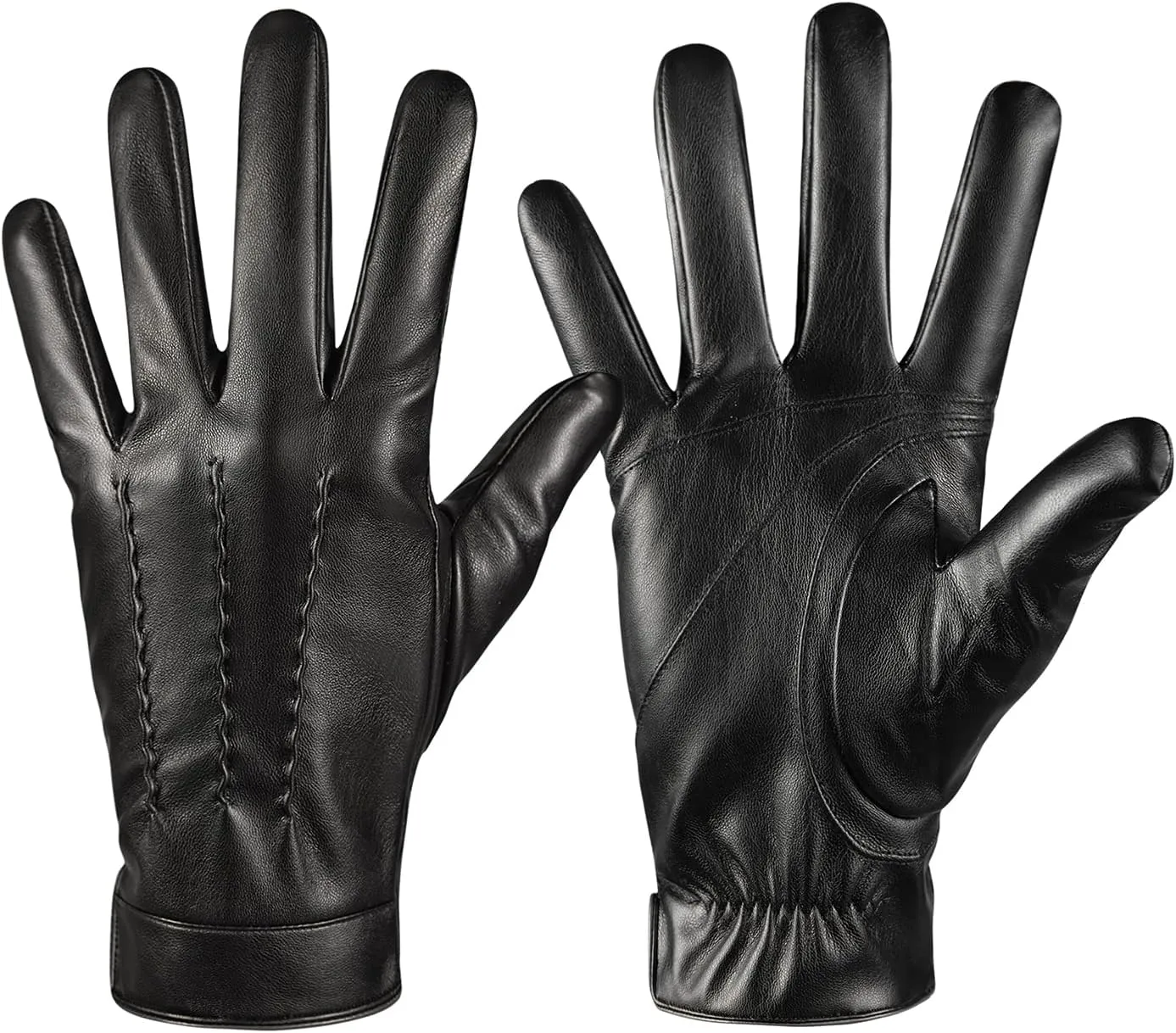 Winter Leather Gloves for Men,Touchscreen Snow Driving Gloves with Cashmere Lining for Motorcycle Driving Riding