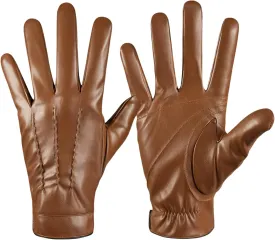 Winter Leather Gloves for Men,Touchscreen Snow Driving Gloves with Cashmere Lining for Motorcycle Driving Riding