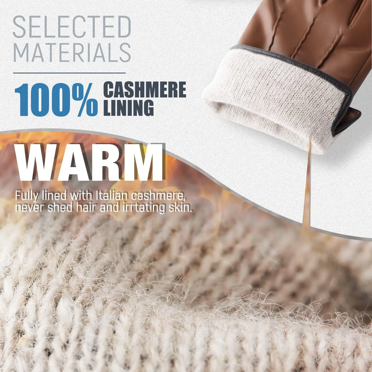 Winter Leather Gloves for Men,Touchscreen Snow Driving Gloves with Cashmere Lining for Motorcycle Driving Riding