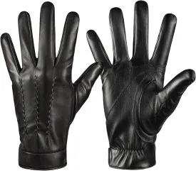 Winter Leather Gloves for Men,Touchscreen Snow Driving Gloves with Cashmere Lining for Motorcycle Driving Riding