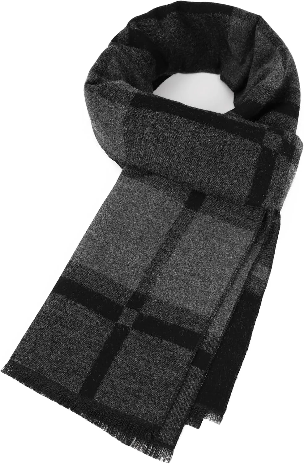 Winter Scarf For Men Ultra-Soft Plaid Tassel Men Scarf Warm Soft Cashmere Feel 73"12"