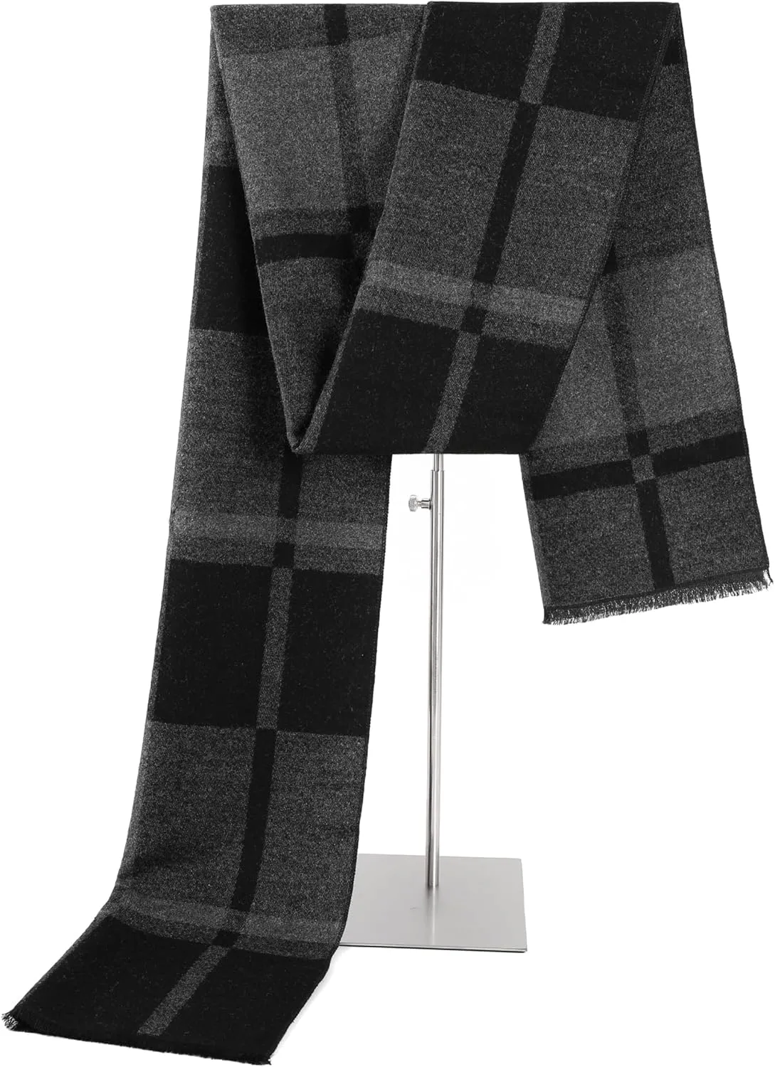 Winter Scarf For Men Ultra-Soft Plaid Tassel Men Scarf Warm Soft Cashmere Feel 73"12"