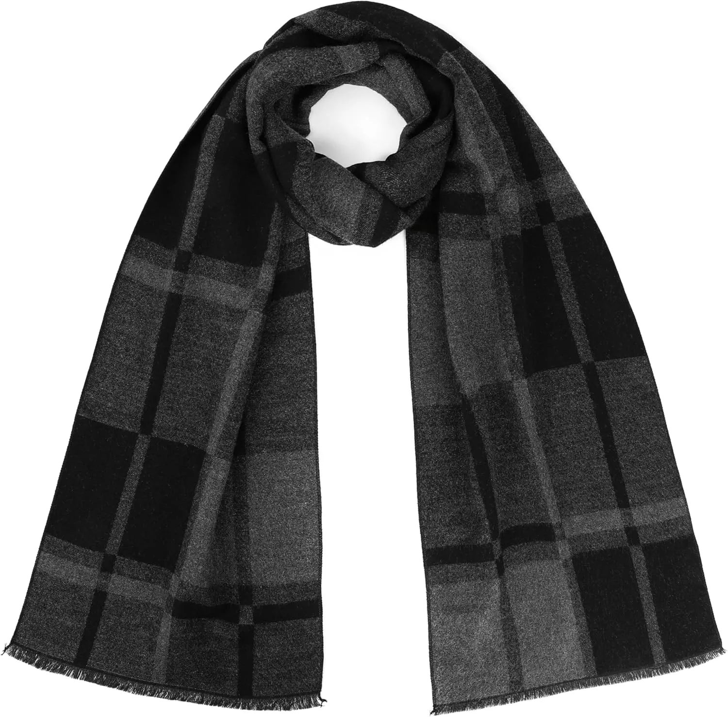 Winter Scarf For Men Ultra-Soft Plaid Tassel Men Scarf Warm Soft Cashmere Feel 73"12"