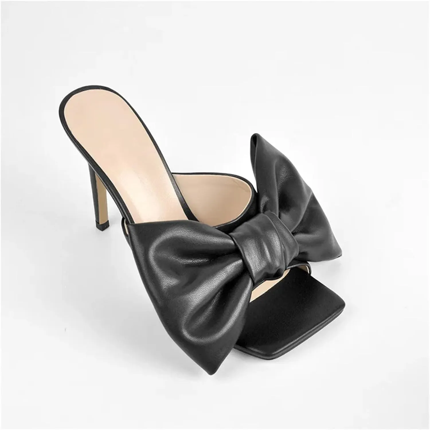 Women's Bow Slip-On Mules - Matte Colorful Thin Heel Sandals
