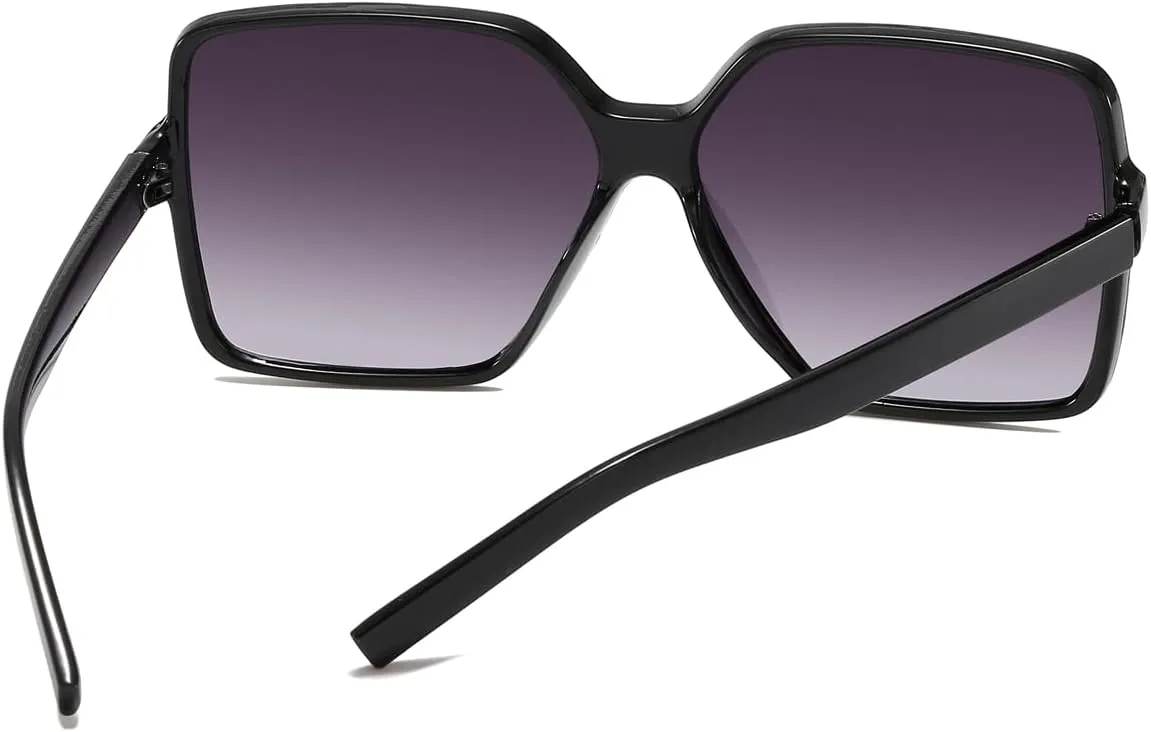 Women's Chic Square Oversized Sunglasses Big Large Wide Fashion Shades for Women Men 100% UV Protection