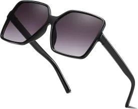 Women's Chic Square Oversized Sunglasses Big Large Wide Fashion Shades for Women Men 100% UV Protection