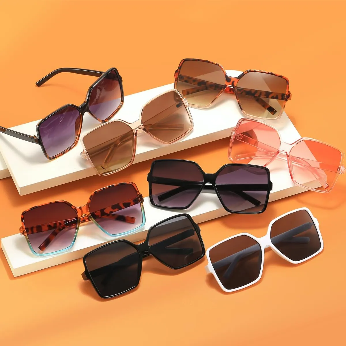 Women's Chic Square Oversized Sunglasses Big Large Wide Fashion Shades for Women Men 100% UV Protection