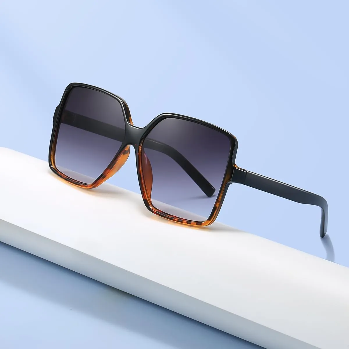 Women's Chic Square Oversized Sunglasses Big Large Wide Fashion Shades for Women Men 100% UV Protection