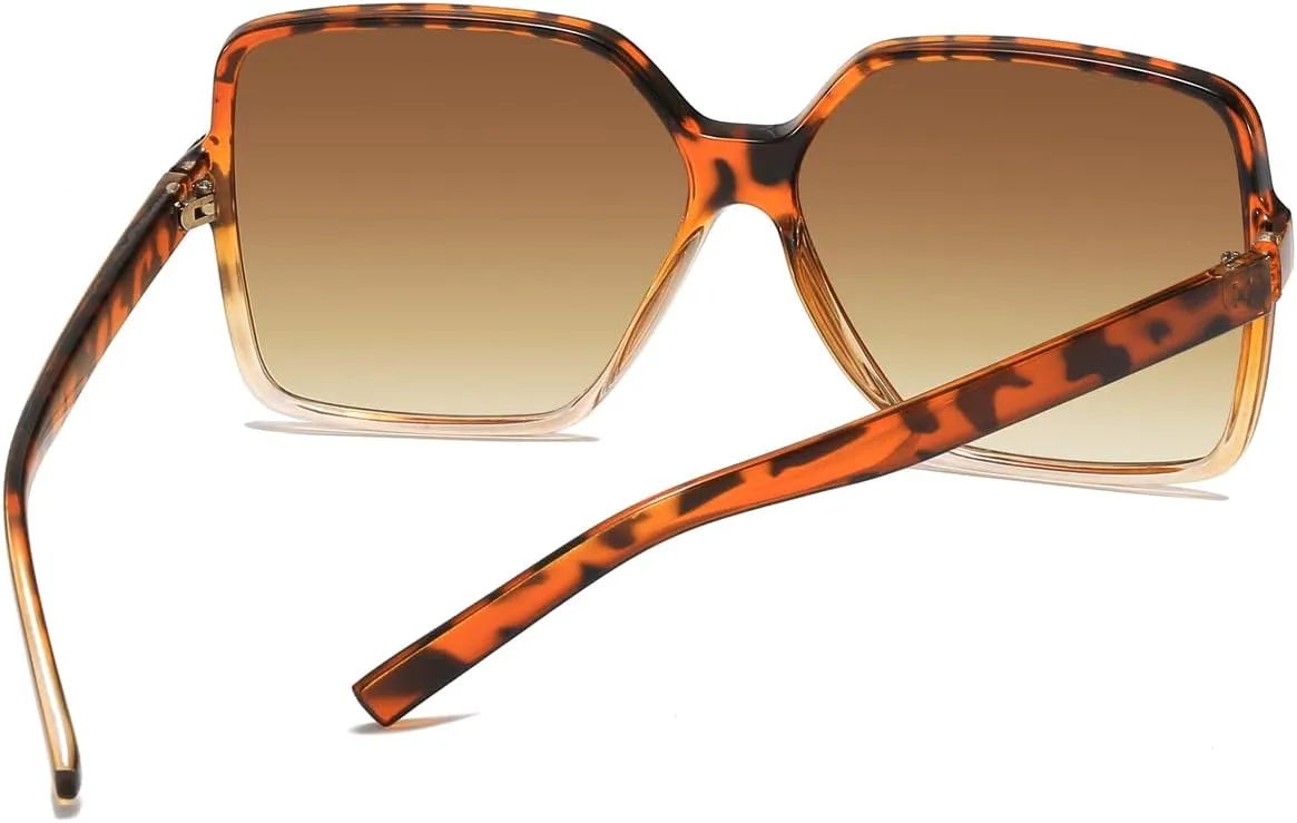 Women's Chic Square Oversized Sunglasses Big Large Wide Fashion Shades for Women Men 100% UV Protection