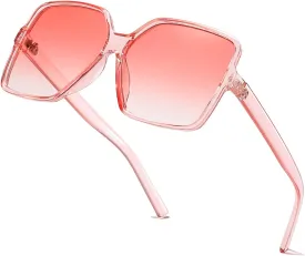 Women's Chic Square Oversized Sunglasses Big Large Wide Fashion Shades for Women Men 100% UV Protection