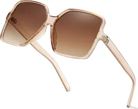 Women's Chic Square Oversized Sunglasses Big Large Wide Fashion Shades for Women Men 100% UV Protection