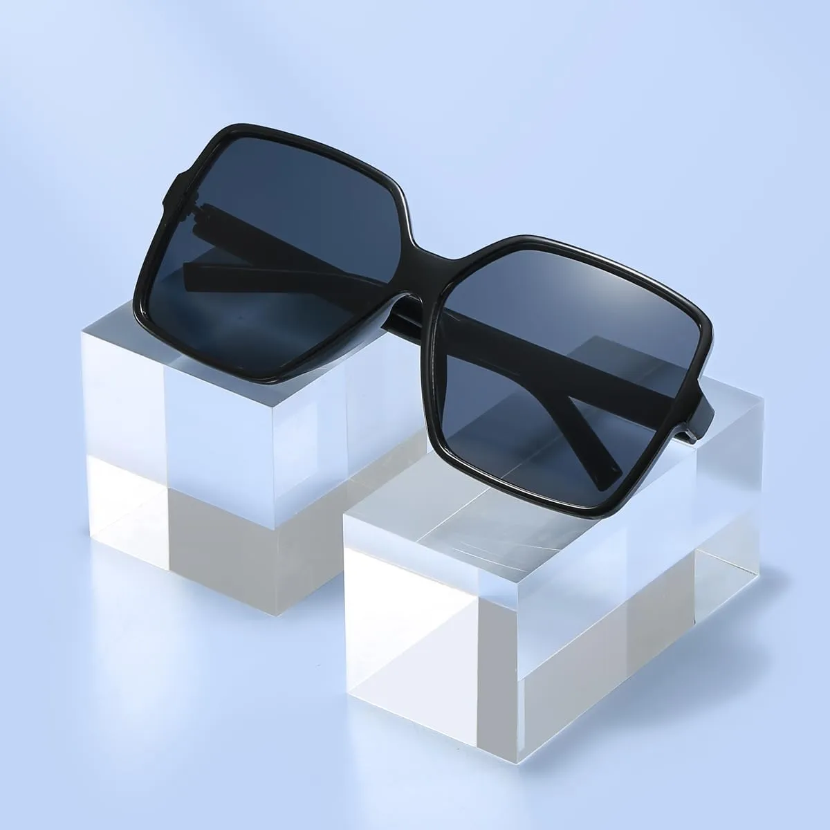 Women's Chic Square Oversized Sunglasses Big Large Wide Fashion Shades for Women Men 100% UV Protection