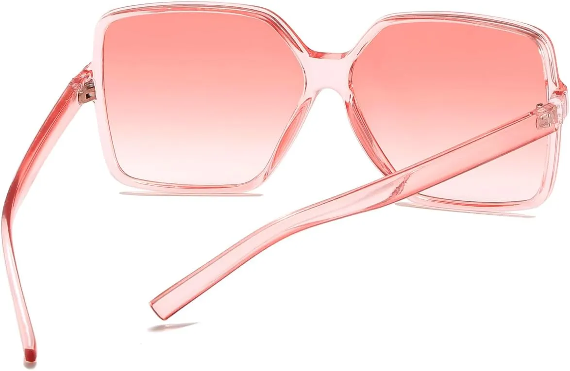 Women's Chic Square Oversized Sunglasses Big Large Wide Fashion Shades for Women Men 100% UV Protection