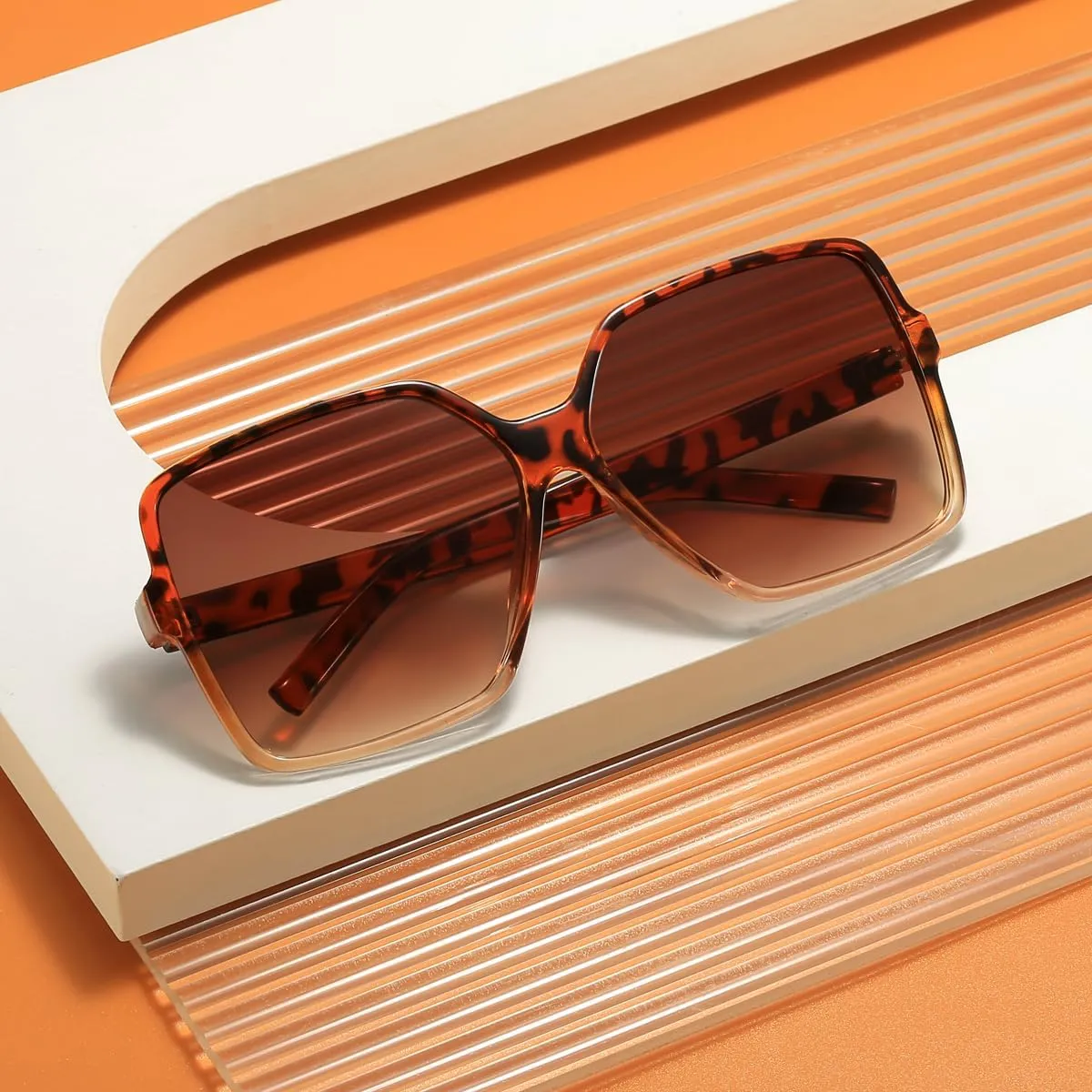 Women's Chic Square Oversized Sunglasses Big Large Wide Fashion Shades for Women Men 100% UV Protection