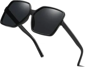 Women's Chic Square Oversized Sunglasses Big Large Wide Fashion Shades for Women Men 100% UV Protection