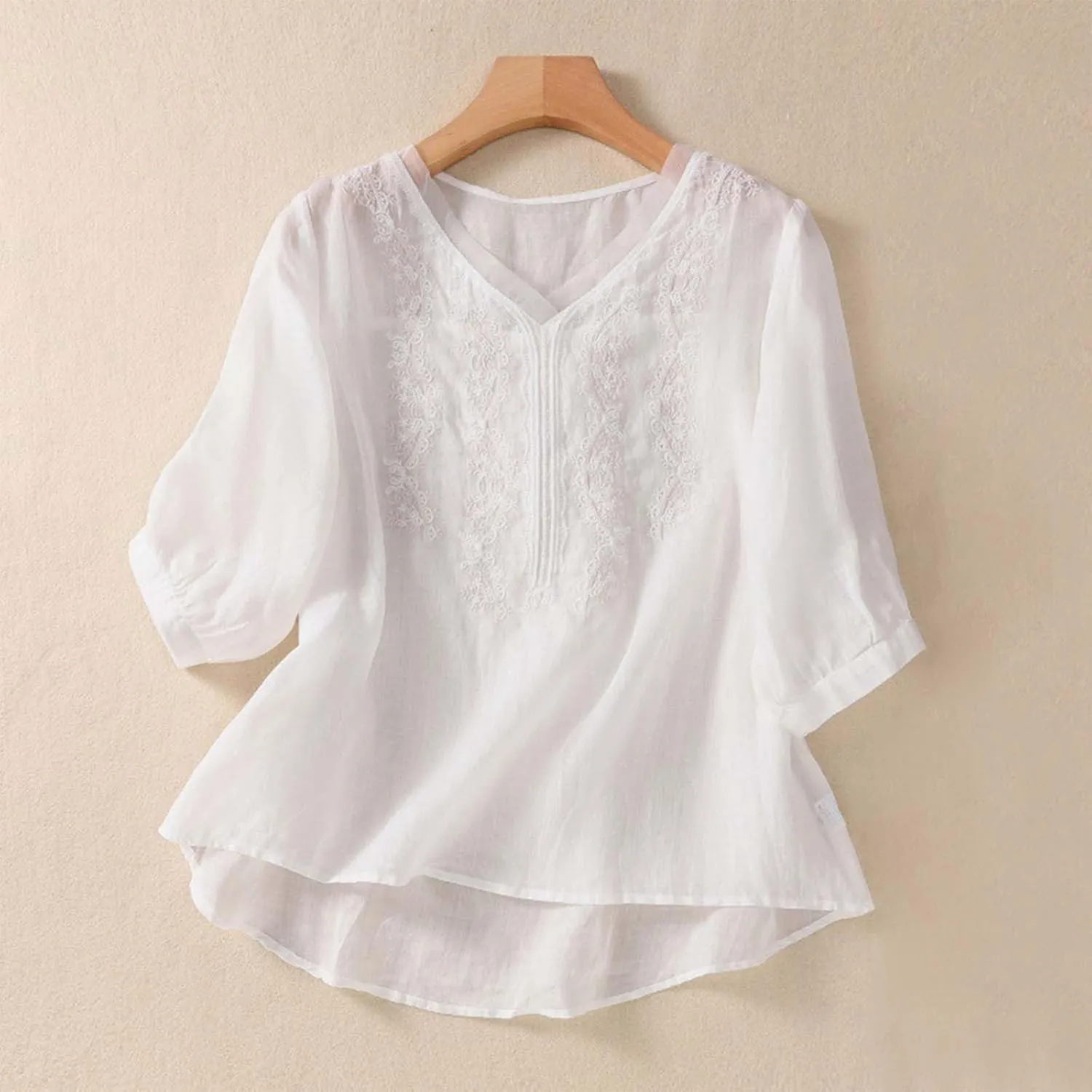 Womens Cotton Tops 2025 Dressy Casual Linen Blouse Vintage Loose Fit Work Shirts Graphic Tees Boho Trendy Clothes 2025