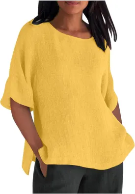 Womens Cotton Tops Summer Basic T Shirts Oversized Solid Blouses Boat Neck Tops Summer Tees Fashion Trendy Outfit