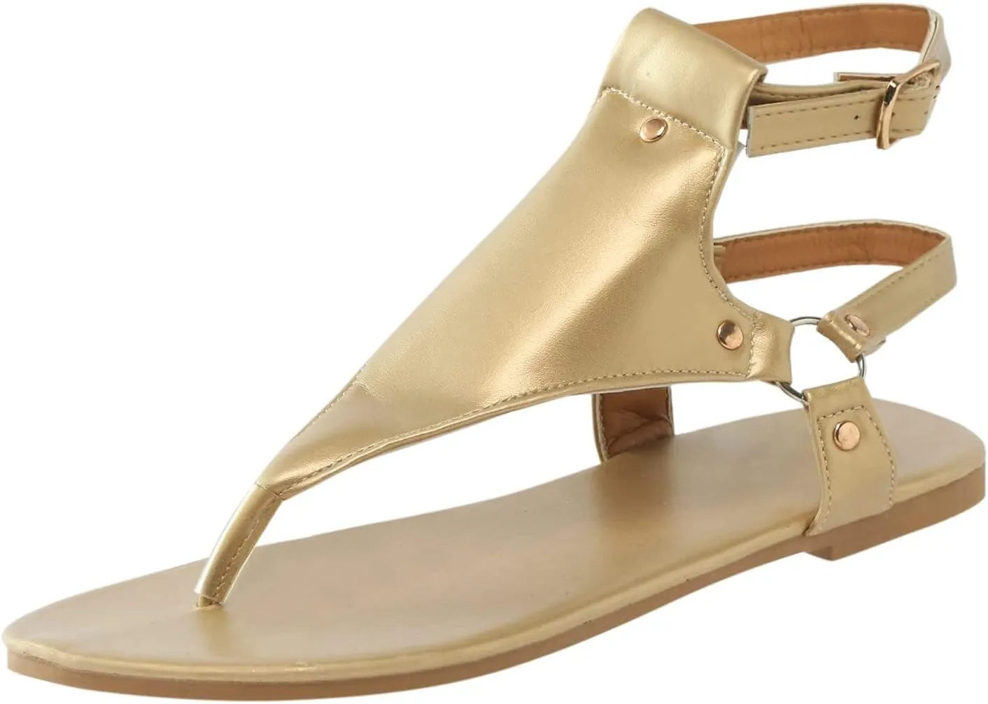 Women's Elastic Strappy Thong Ankle Strap Summer Gladiator Sandals T-Strap Walking Thong Sandals for Women, Beach Flat Walking Shoes Comfortable Slip on Dress Shoes