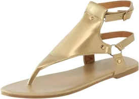 Women's Elastic Strappy Thong Ankle Strap Summer Gladiator Sandals T-Strap Walking Thong Sandals for Women, Beach Flat Walking Shoes Comfortable Slip on Dress Shoes