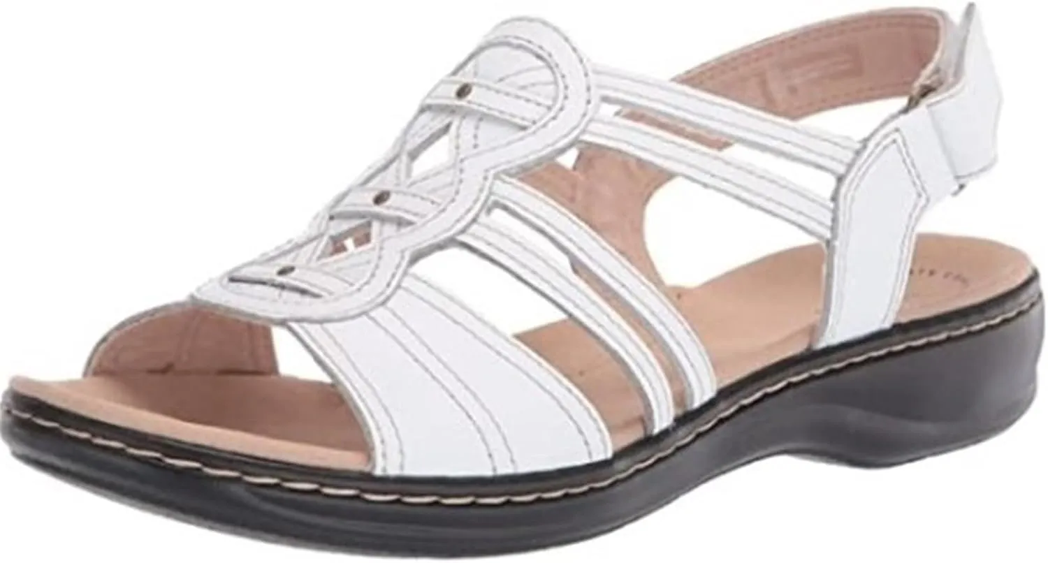 Womens Flat Sandals Orthopedic Non Slip Wedge Sandals Open Toe Slingback Leather Sandal Fashion Ankle Strap Metal Buckle Beach Shoes for Summer and Daily Wear