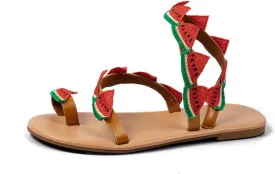 Womens Flat Sandals Summer Dressy Strawberry Strap Sandals Casual Ring Toe Flats, Bohemian Ankle Strap Slip On Slippers Beach Comfortable Flip-Flop Thong Shoes