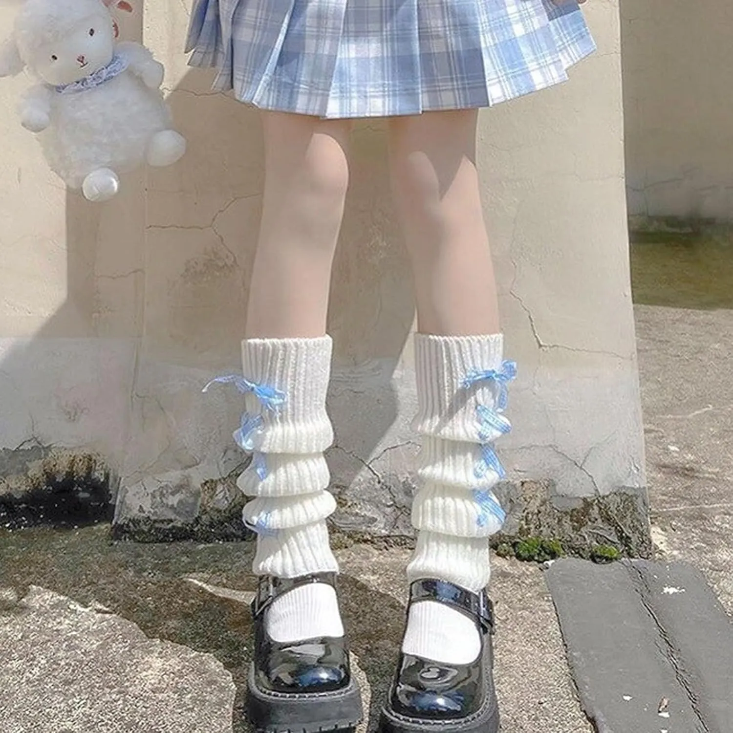 Women's Kawaii Knit Leg Warmers 80s Legwarmers Cute Costume Long Leg Socks for Ballet 2 Pairs